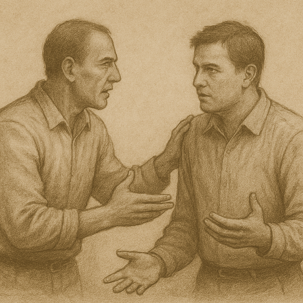 two men arguing